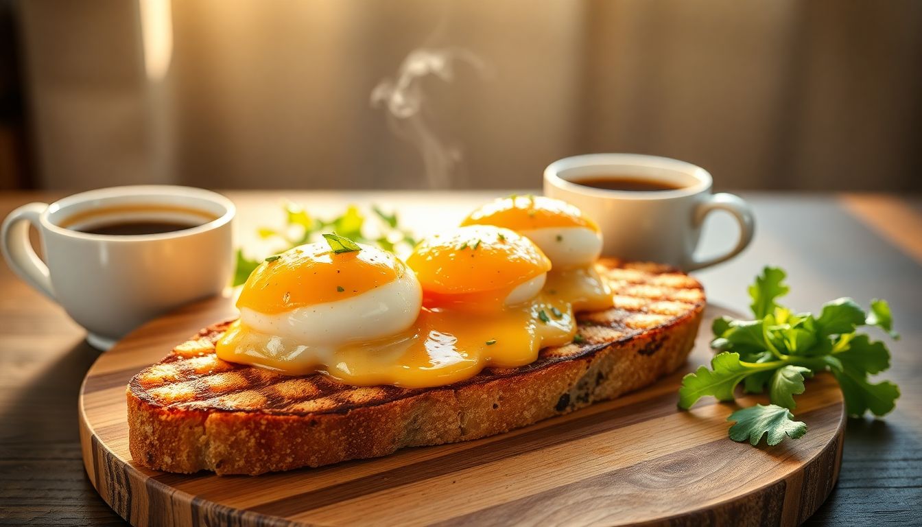 Œufs brouillés ultra-crémeux servis sur toast, décorés de ciboulette, brunch maison savoureux et chaleureux.