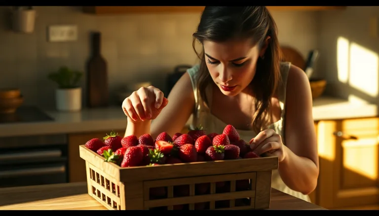 Fruits rouges bio dans une barquette en bois, protégés du soleil par un tissu blanc.