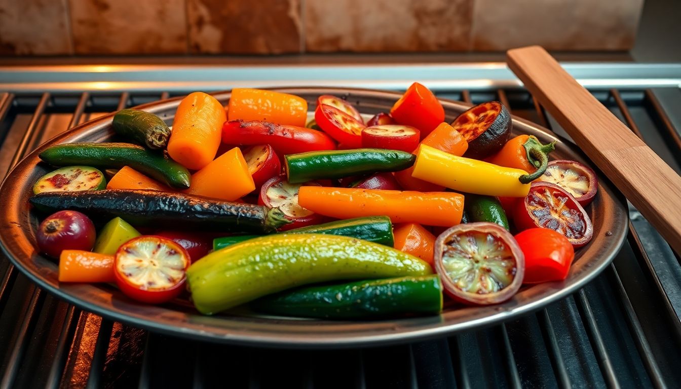 Plaque de légumes rôtis au four, colorés et dorés, recette simple et savoureuse pour repas de semaine
