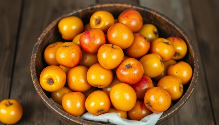 Mirabelles fraîches bien mûres dans un bol rustique, prêtes à être cuisinées ou conservées