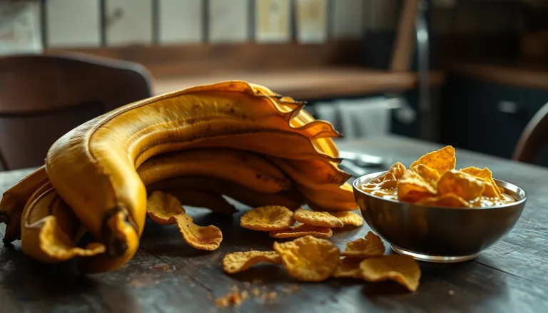 Peaux de banane disposées de manière artistique