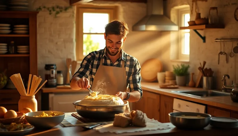 Un couple souriant partageant un pain artisanal fraîchement cuit.