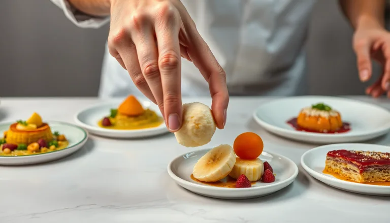 Peau de banane verte disposée avec des épices sur une planche à découper
