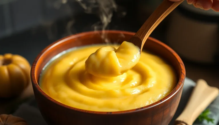 Une purée de pommes de terre crémeuse et lisse servie dans un bol