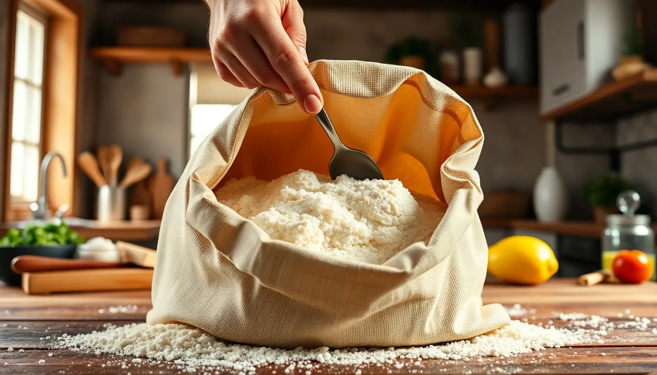Sacs de farine s'agglomérant à cause de l'humidité
