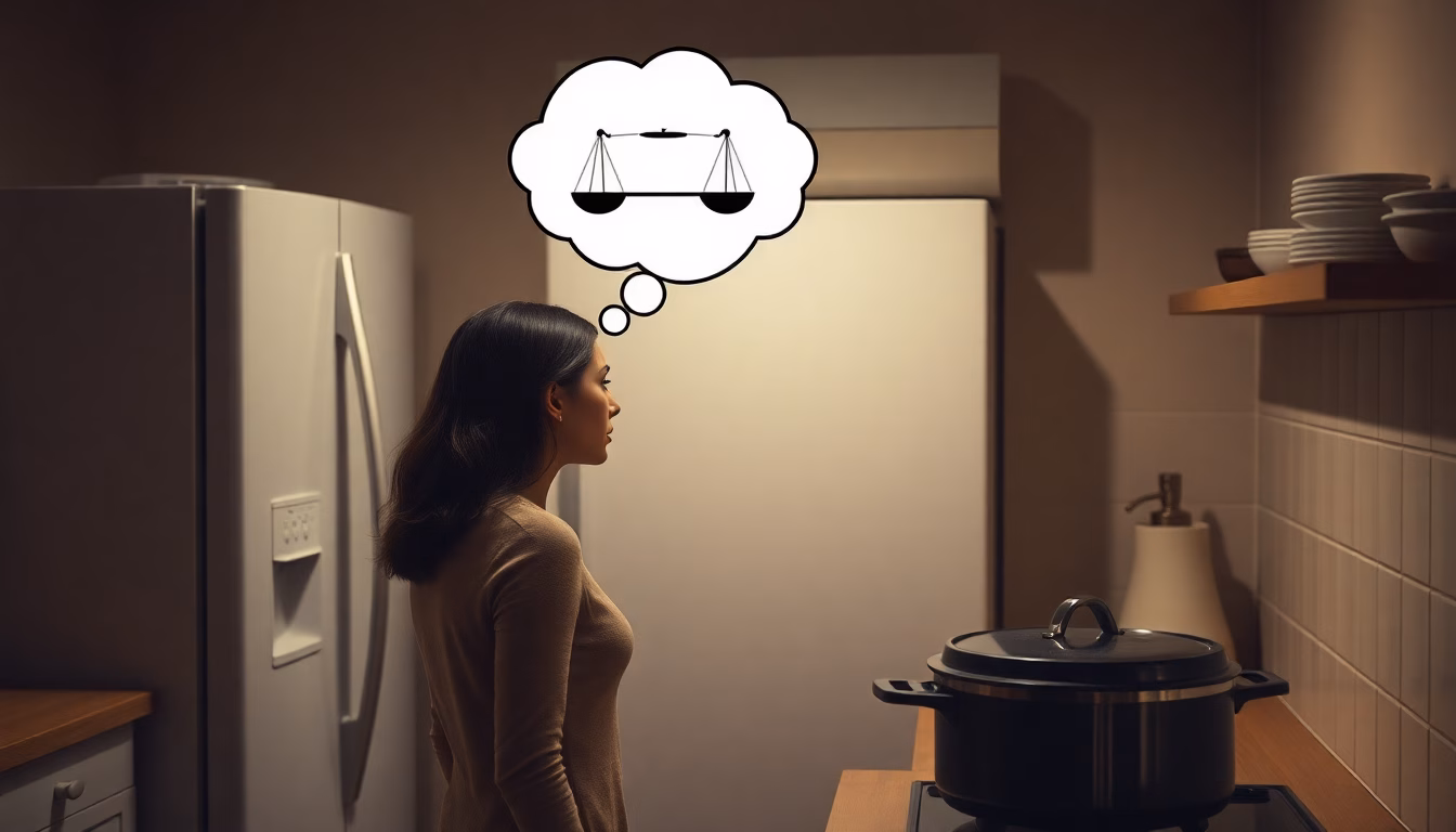 Personne regardant une recette avec doute et découragement