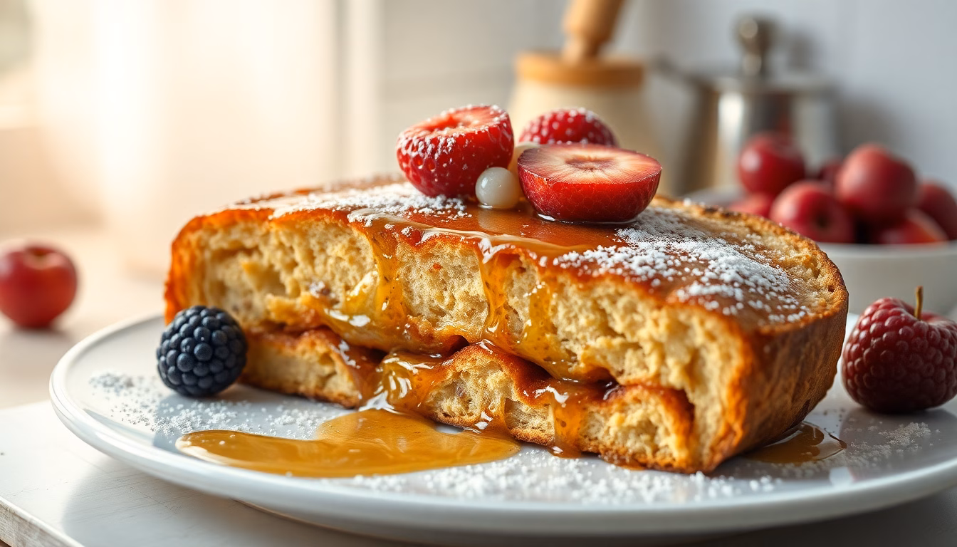 Un petit-déjeuner appétissant composé de pain transformé, préparé avec des ingrédients du quotidien.