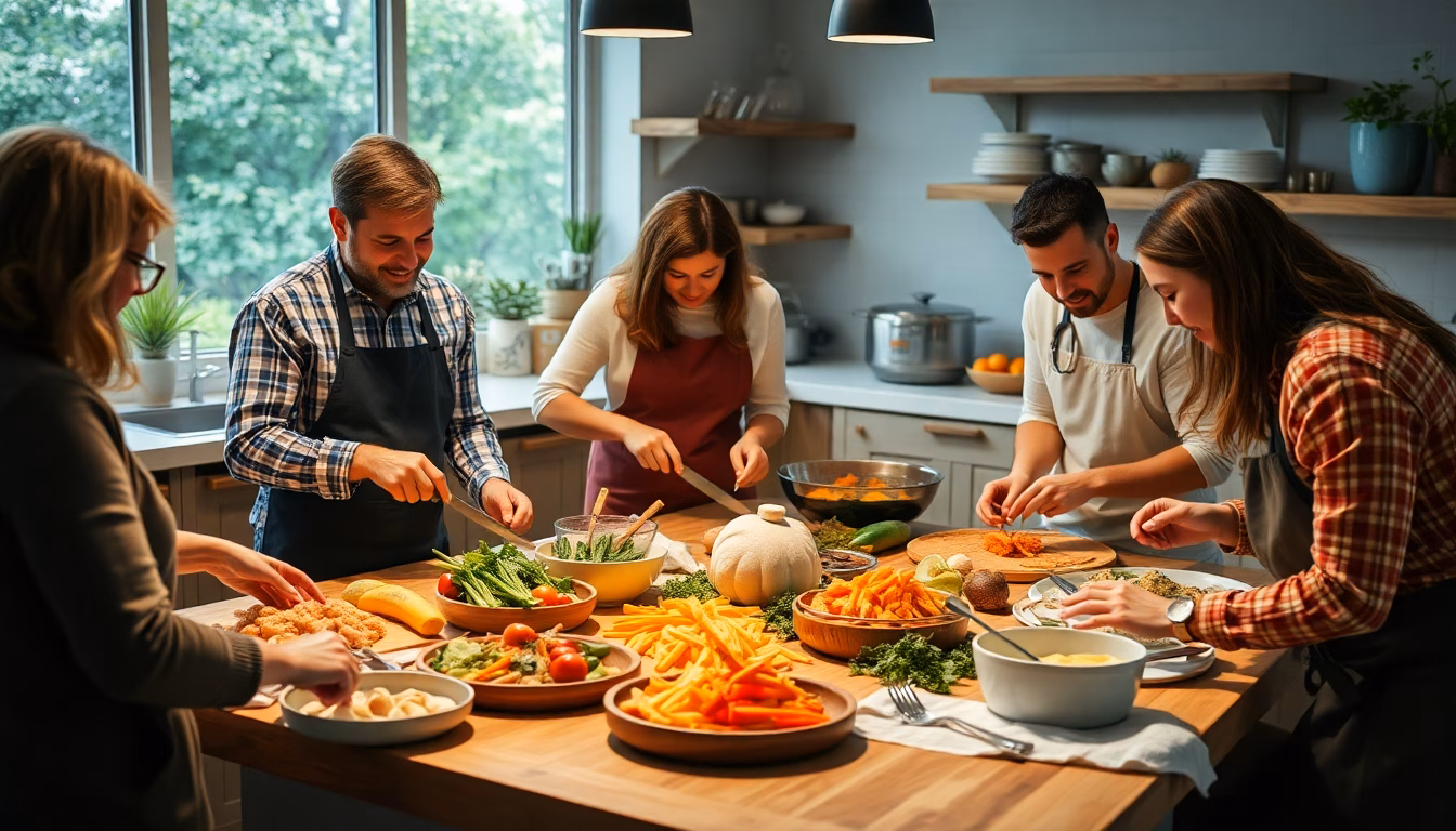 Plat familial préparé à partir de restes, servi avec joie