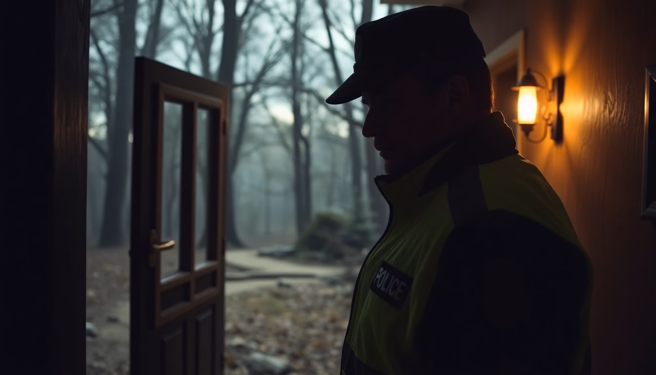 Scène de crime avec ruban de police en Dordogne.
