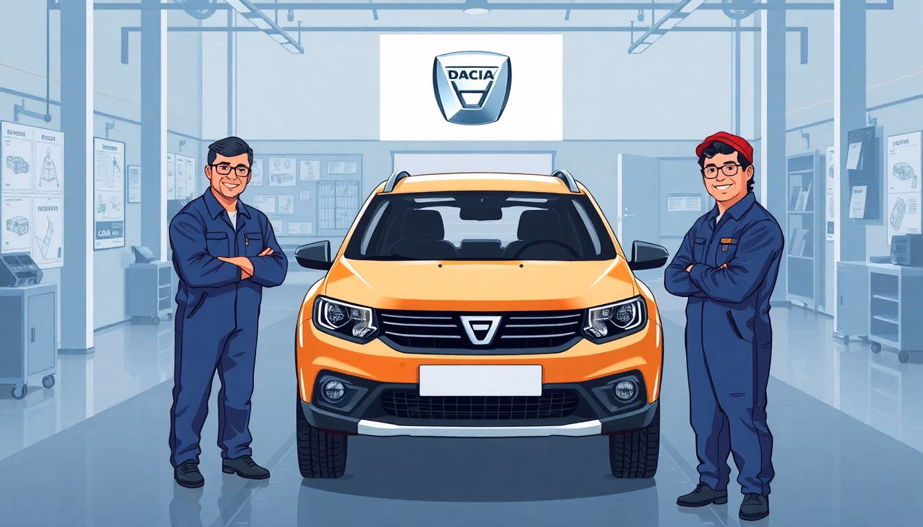 Un modèle de voiture Dacia sur une route.