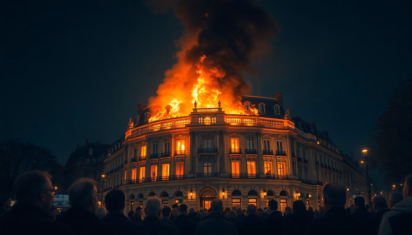 Incendie spectaculaire à Matignon avec des flammes et des pompiers