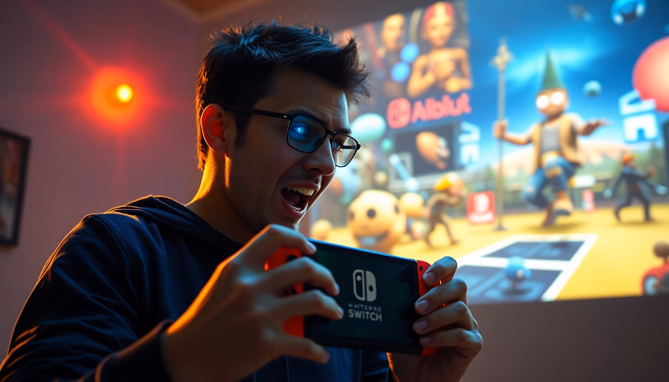 Silhouette floue de la console Nintendo Switch 2