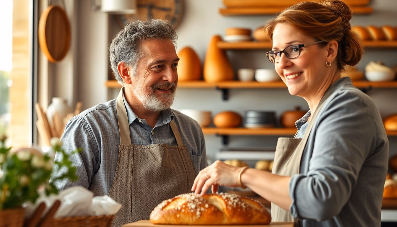 Didier et Nathalie Zuccarini devant leur boulangerie-pâtisserie à Évron