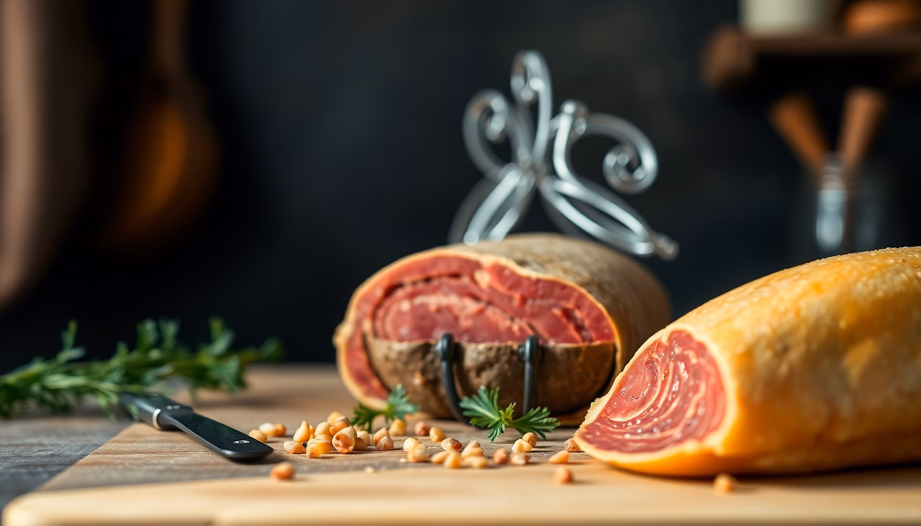 Jean Dijols, charcutier-traiteur, tenant sa médaille de l'Excellence, avec un sourire fier.