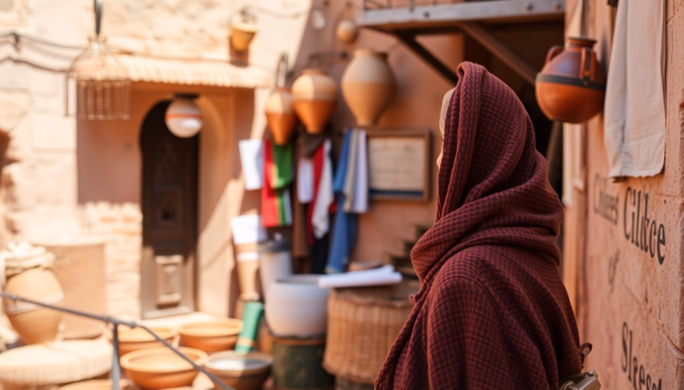 Ruelle de Marrakech avec artisans