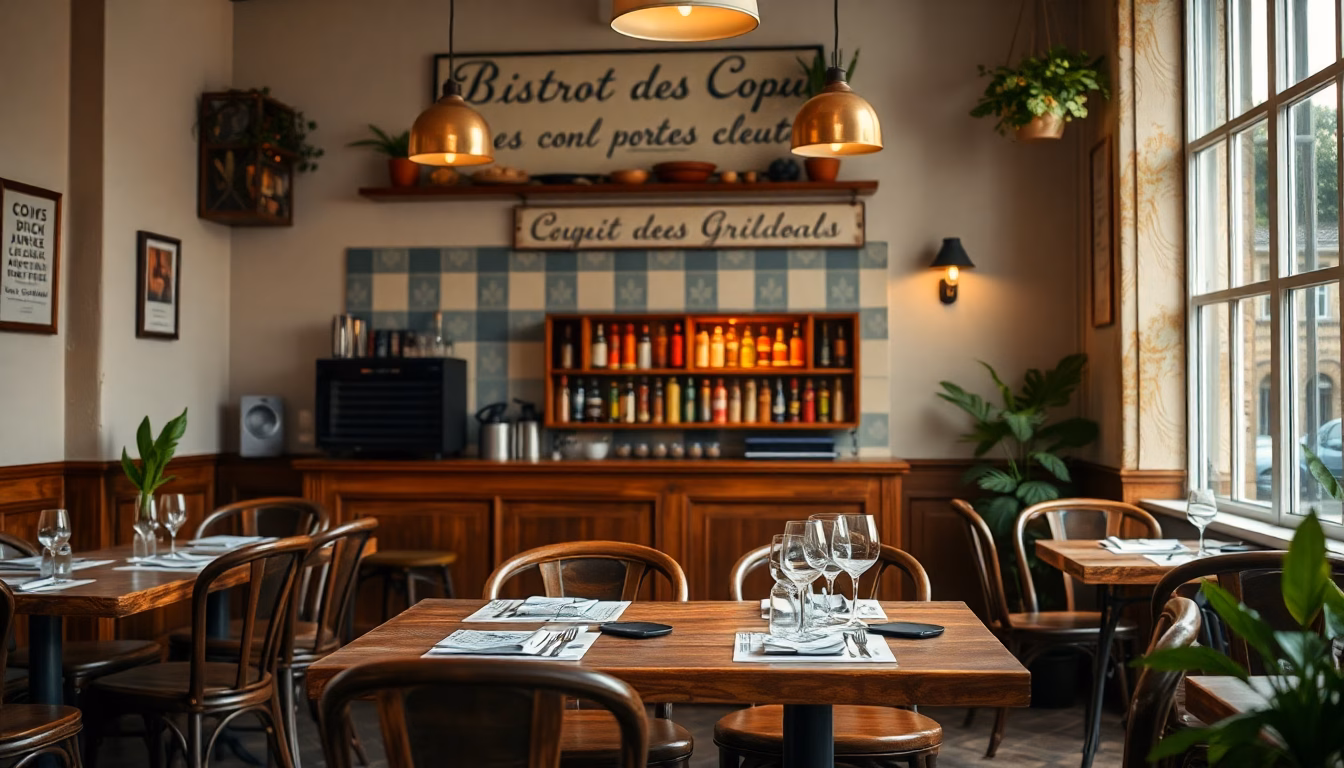 Le chef Nicolas Guillebeaux pose devant son restaurant, le Bistrot des Copains, à Nemours.