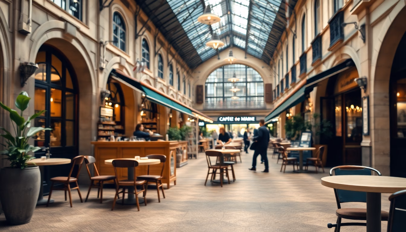 Intérieur chaleureux et lumineux du nouveau Café Manine à Toulouse, avec des tables dressées et une ambiance conviviale.
