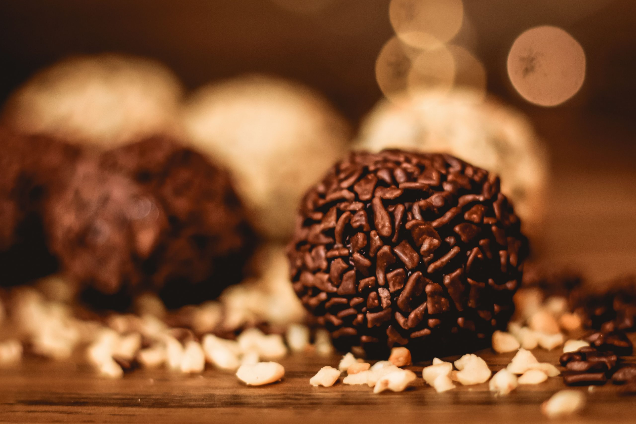 Truffes au chocolat garnies de noix